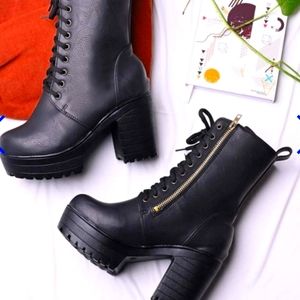 Black high ankle boots